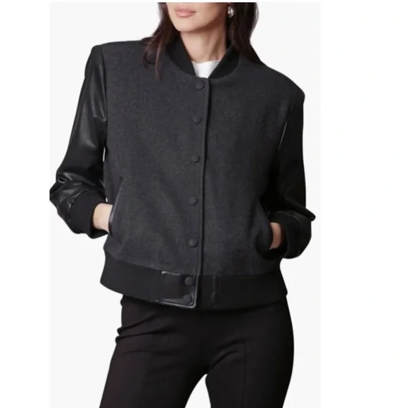 Anthro 7 For All Mankind Bomber Jacket Avec les Filles Strong Shoulder Bomber - Picture 3 of 16